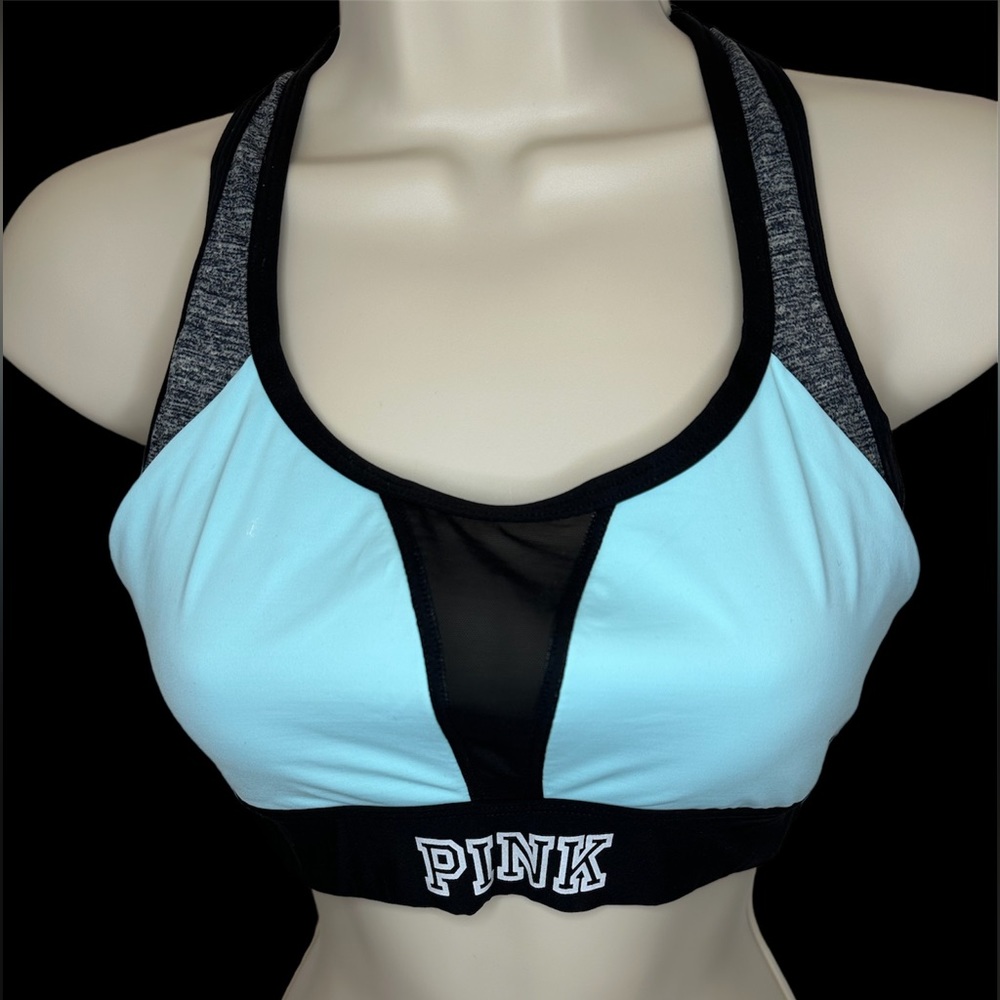 PINK Ultimate by Victoria’s Secret sports bra-Bra Top Black & Aqua-Size Medium